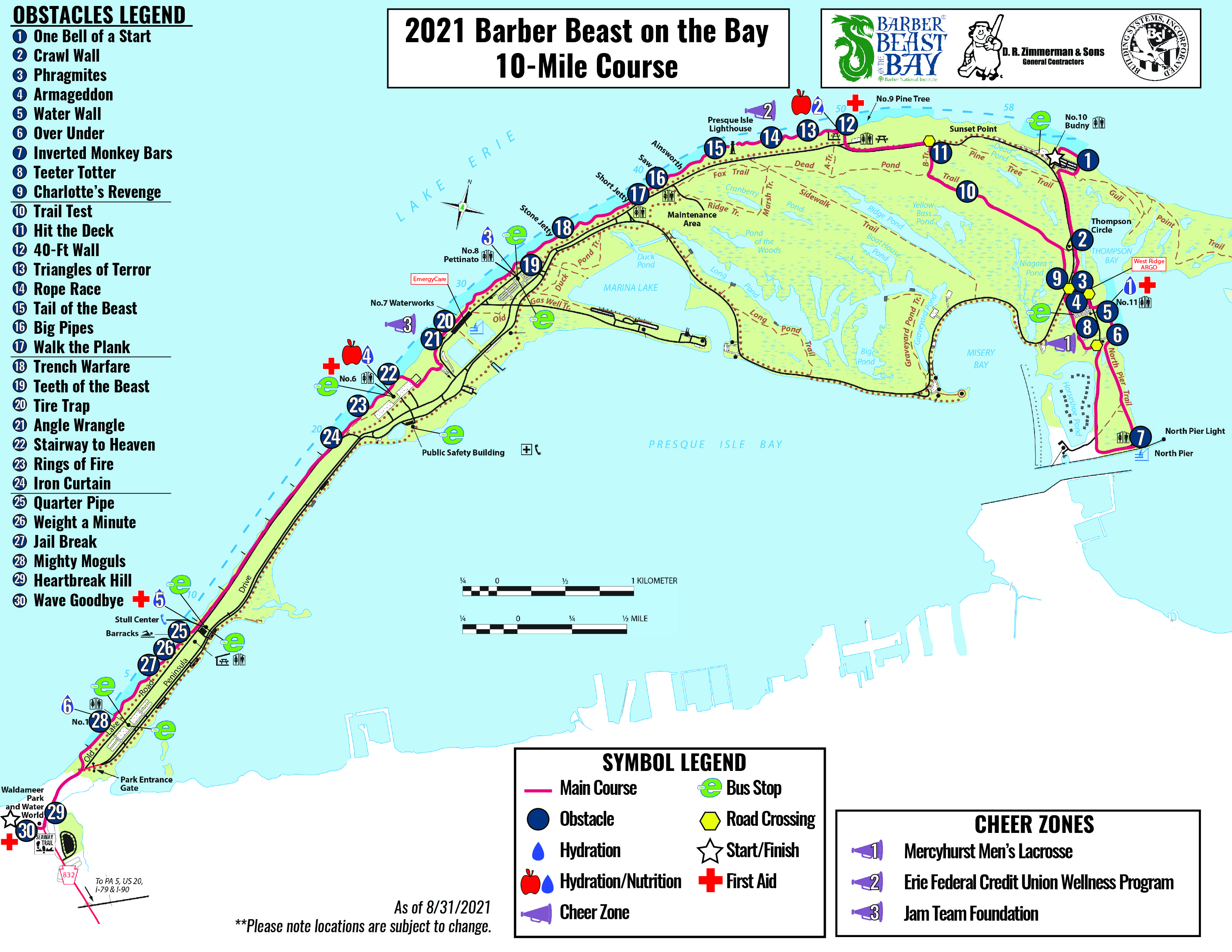 Presque Isle Beach Map 10 Mile Course: Course Map - Barber Beast