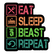 Eat Sleep Beast Repeat Sticker